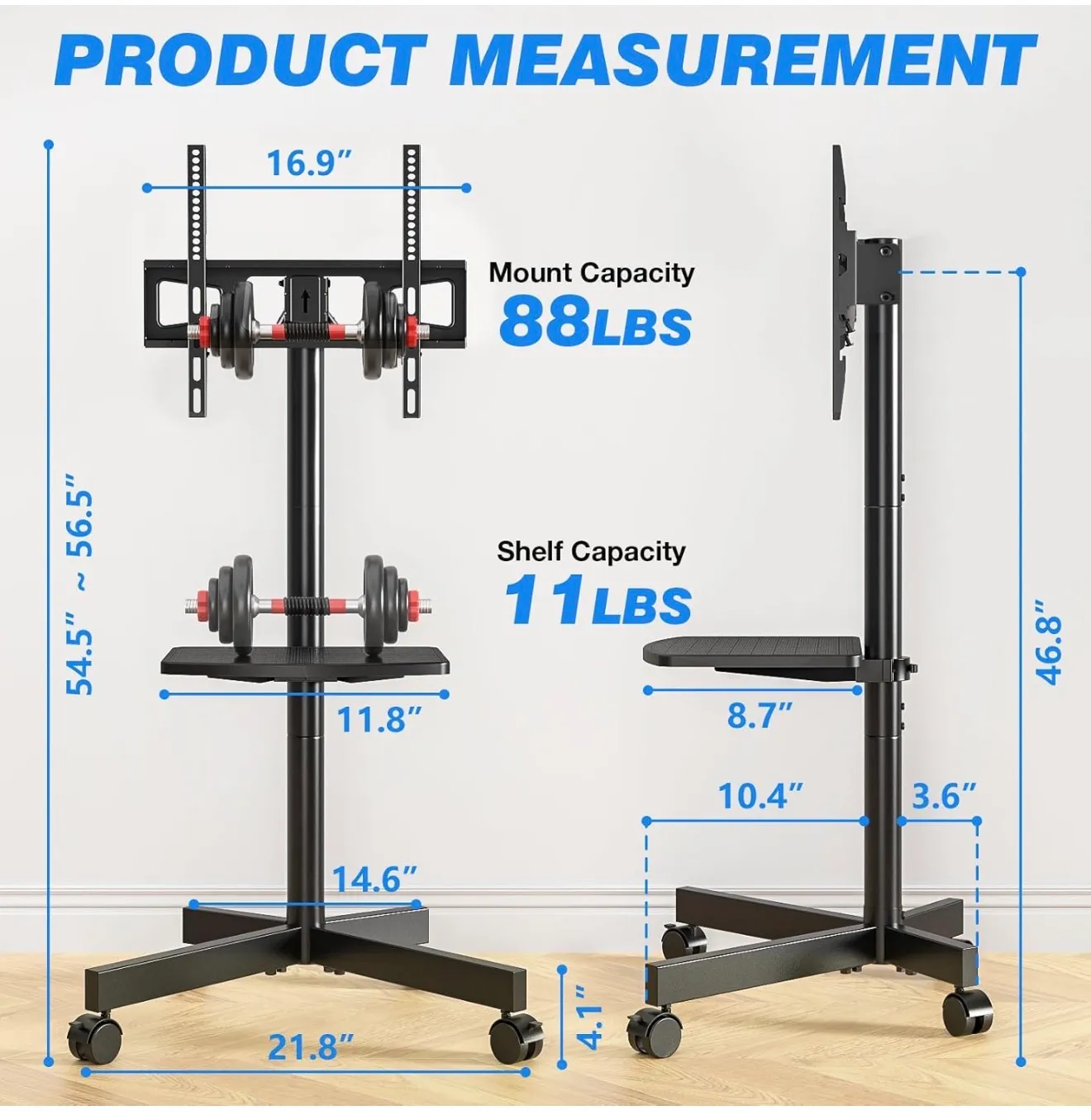 Rolling TV Stand with Shelf for 23-65 inch - Image 6